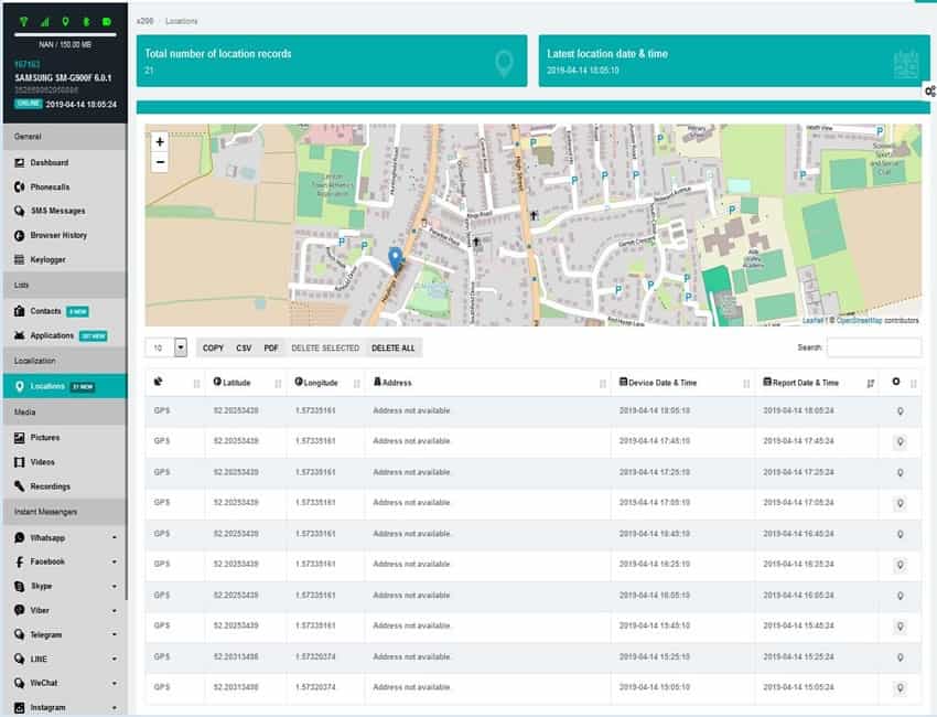 Android surveillance phone monitoring portal